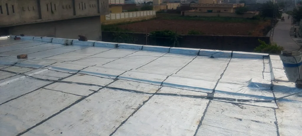 Roof Power Enterprises Pvt Ltd completed bitumen membrane roof waterproofing project in Pakistan