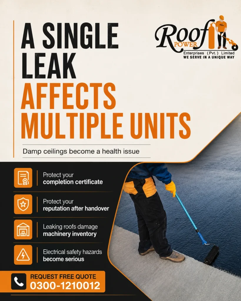 A professional inspecting a residential building roof to identify waterproofing needs and protect the property from water leaks, moisture damage, and structural deterioration.